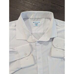 & Collar White Performance Mens 2XL Athletic Long Sleeve Button Up Shirt